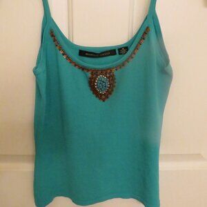 Michelle Nicole Turquoise Tank top with brown and turquoise bead design